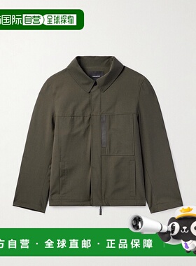 1h可退 潮奢 YVES SALOMON 男士 皮革边梭织夹克 25E25EHV04067K4