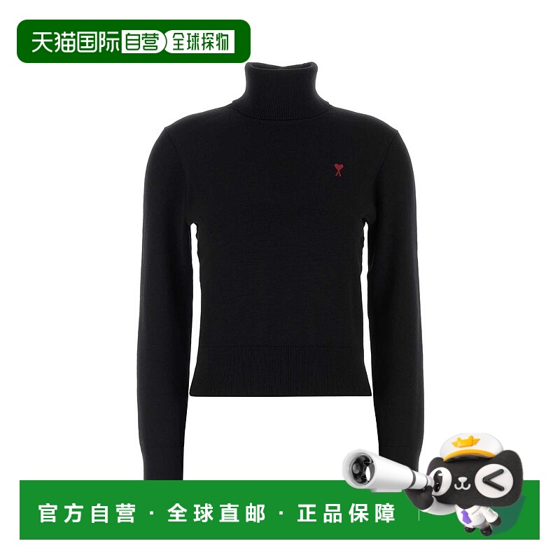 1h可退 潮奢 Ami Paris 女士 黑色羊毛毛衣 FKS827001009