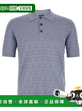 FENDI 男士T恤 FZC162AUW0F0U3X SS2026 蓝色 FF cotton polo shi