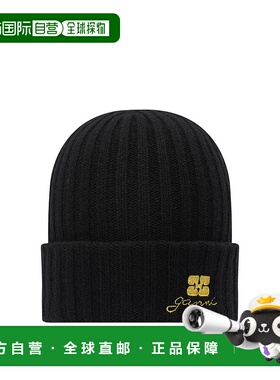GANNI 女士帽子 B3020103099 SS2026 黑色 Wool blend beanie