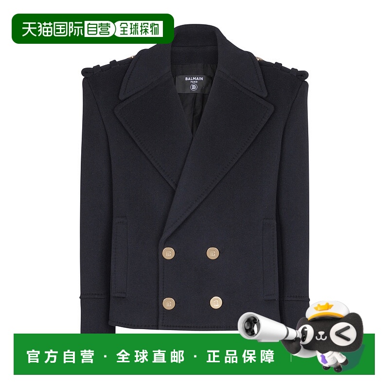 1h可退 BALMAIN 男士夹克 FH1UA150WD076UC AW2025 黑色 长袖短款