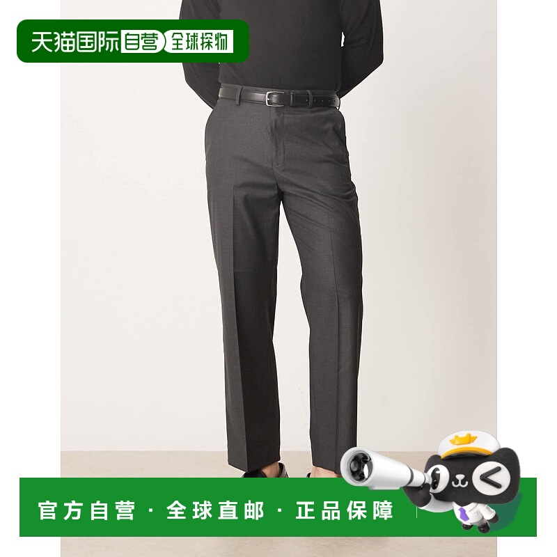 1h可退 潮奢 ASOS 男士 smart 设计直筒短款木炭色裤子