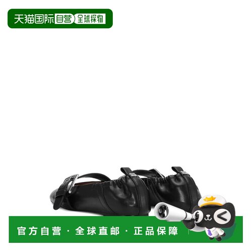 GANNI 女士芭蕾乐福鞋 S3117099 CO 黑色 Black leather flats. A