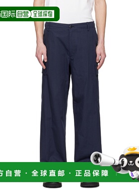 KENZO 男士休闲裤 FD55PA2429DD77 SS2023蓝色阔腿裤工装裤直筒裤