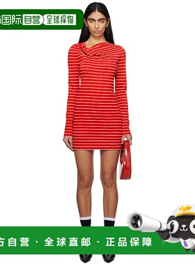 1h可退 潮奢 Msgm 女士 红色 & 白色条纹连衣裙 3841MDA08257115