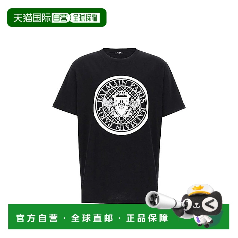 1h可退 BALMAIN 男士T恤 EH1EG010BB17NERO SS2025 黑色 BALMAIN