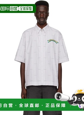 1h可退 潮奢 Givenchy 纪梵希 男士 白色 & 灰色条纹衬衫 BM60ZM1