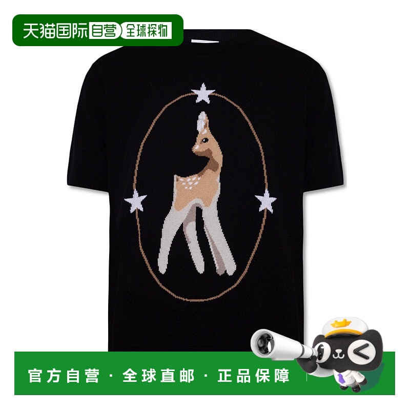 BURBERRY 女士衬衫 80506131 AW2022 黑色 黑色图案印花短袖T恤