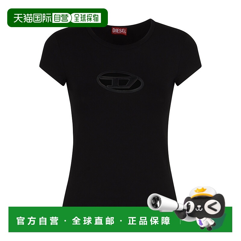 1h可退 DIESEL 女士T恤 A062680AFAA9XXA SS2025 黑色 `T-Angie`