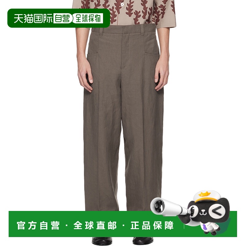 1h可退 潮奢 zegna 杰尼亚 男士 灰褐色 Flat Front 长裤 973C60A