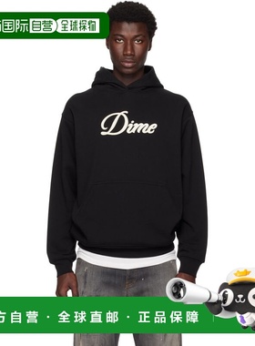 1h可退 潮奢 Dime 男士 黑色 Cursive 连帽衫 DIMESU2543BLK
