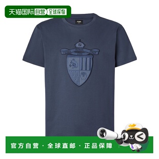 FENDI 男士T恤 FY0936AU9DF0QB0 SS2025 蓝色短袖T恤 男装