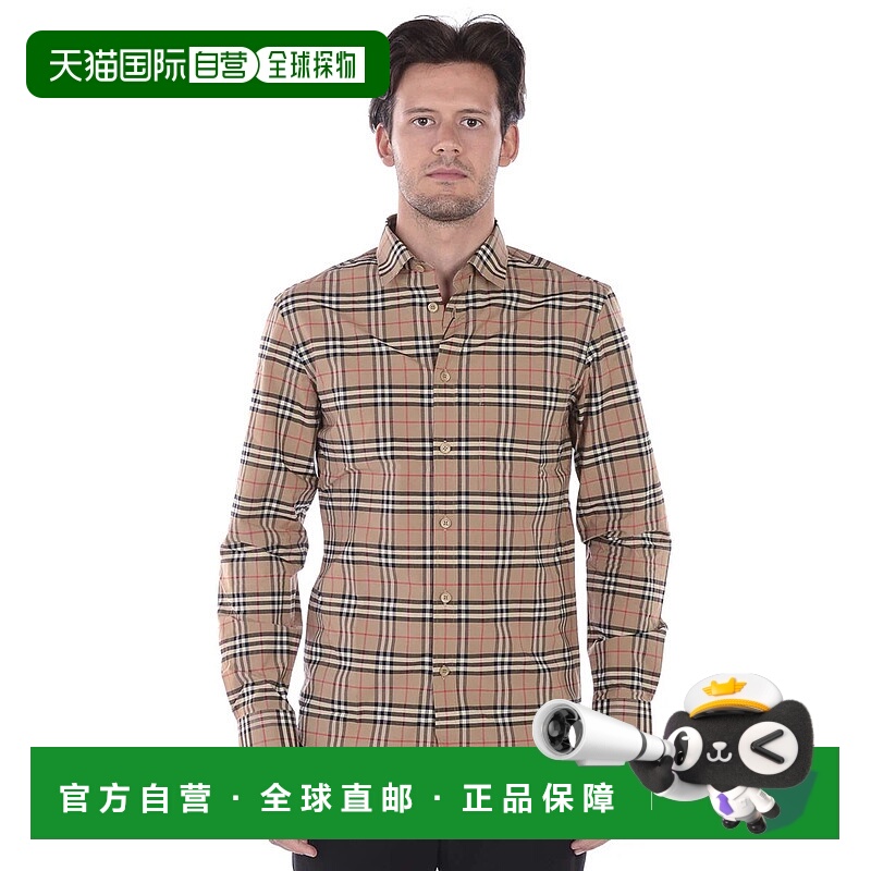 1h可退 BURBERRY 男士衬衫 8020966BEIGE CO 浅棕色 Burberry Shi
