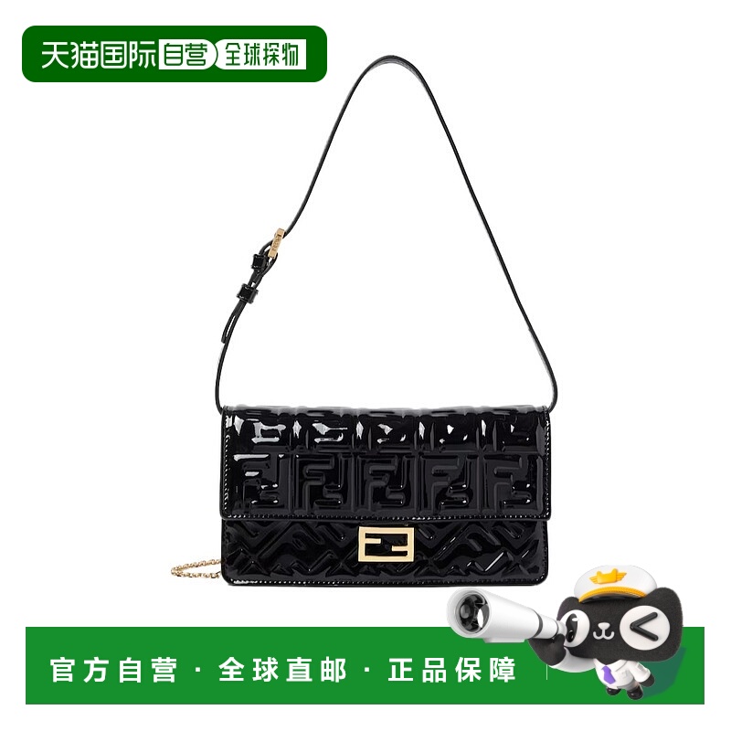 FENDI 女士单肩包 8M0498AW5OF0KUR SS2026 黑色斜挎包钱包手拿包