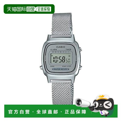 卡西欧/Casio男女同款手表宽链带时尚简约银色LA670WEM-7新款