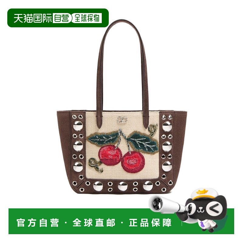 VALENTINO 女士手提包 WB0R89HCBAYG AW2025 棕色 迷你刺绣购物袋