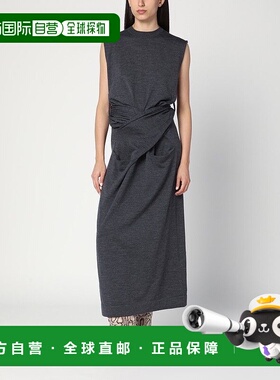 1h可退 潮奢 Jil Sander 吉尔 桑达 女士 灰色羊毛交叉连衣裙 J02