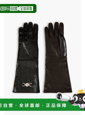 1h可退 潮奢 versace 范思哲 女士 鳄鱼纹皮革手套 10127541A0936