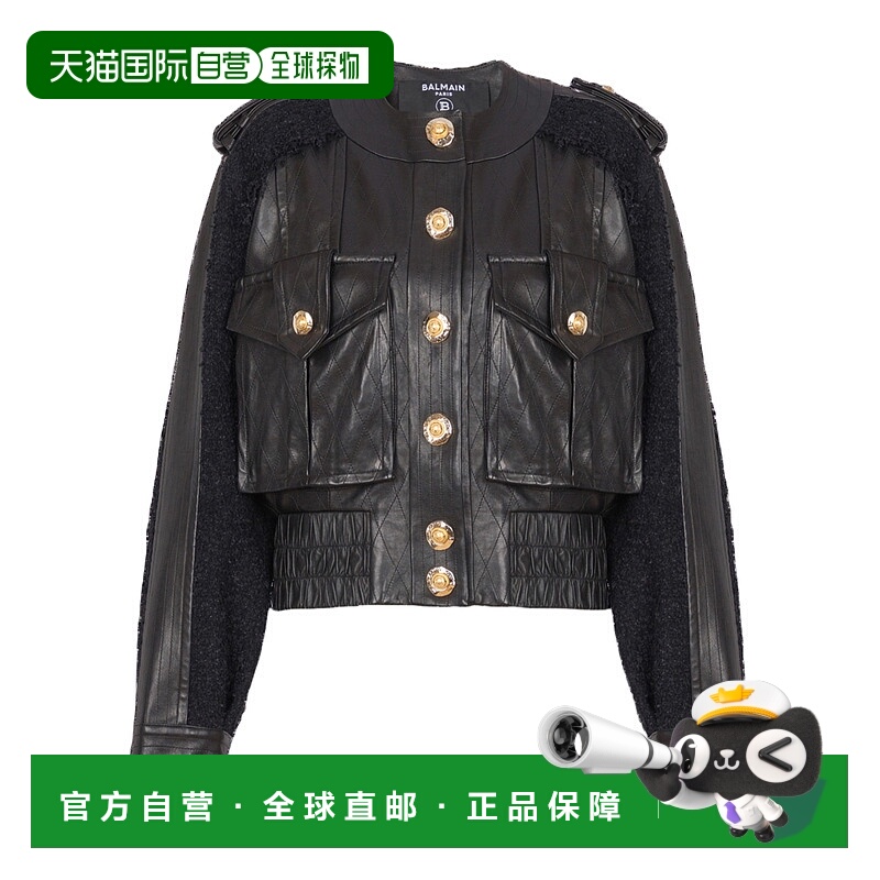 1h可退 BALMAIN 女士夹克 FF1TF500MH20EAP AW2025 黑色 长袖皮夹