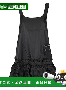 GANNI 女士连衣裙 W0450099 AW2025 黑色 Duchesse Nylon U-Neck