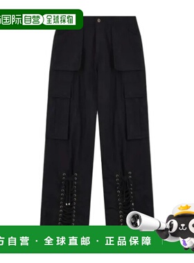 WE11DONE 男士休闲裤 WDPT324278MBK AW2024 黑色 腰带环休闲裤