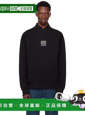 1h可退 潮奢 HUGO 雨果 男士 黑色 Cotton Terry Split Logo 套头