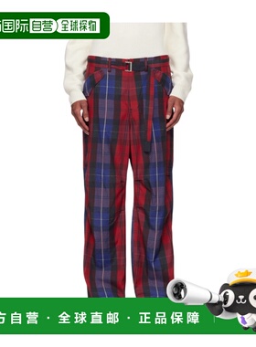 SACAI 男士休闲裤 2403446M751 AW2024 红色 格纹休闲裤