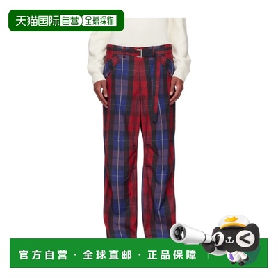 SACAI 男士休闲裤 2403446M751 AW2024 红色 格纹休闲裤