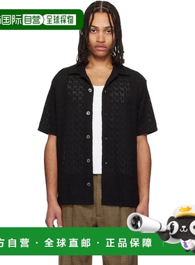 1h可退 潮奢 Dunst 男士 黑色 Crochet Open Collared 衬衫 UDSH5