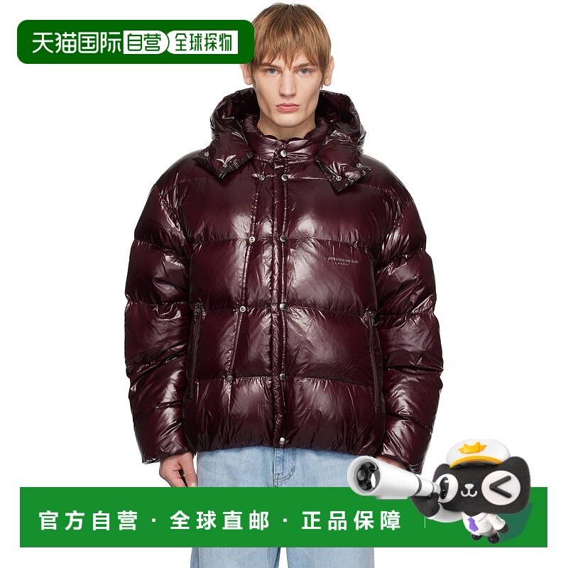 1h可退 潮奢 Wooyoungmi 吴阳米 男士 酒红色连帽羽绒夹克 W243DN