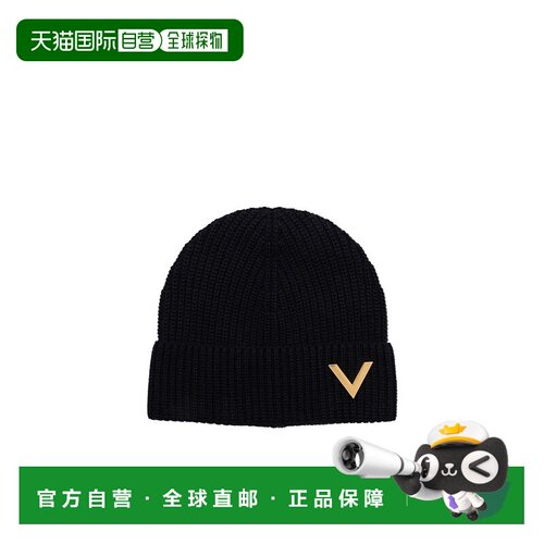 VALENTINO 女士帽子 1W2HB01DKSL598 AW2023 黑色 徽标针织帽子