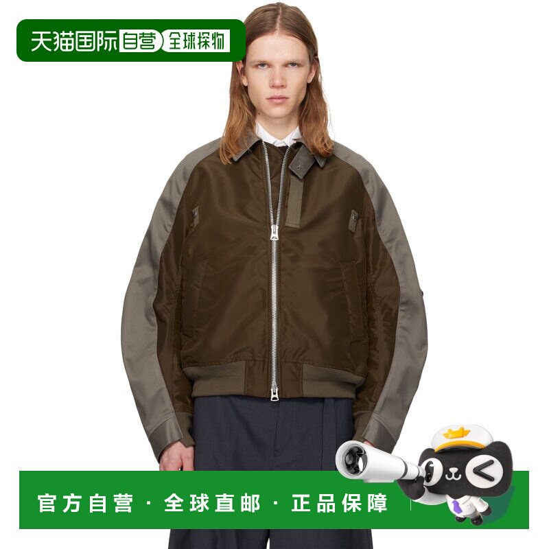 Sacai 男士 棕色 & 灰色 Cotton Chino & Nylon Twill 飞行员夹克