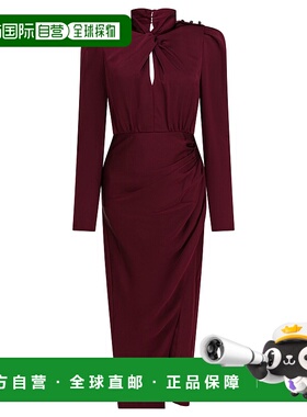 1h可退 潮奢 Self-Portrait 女士 缎面中长连衣裙 RS25911MRRED