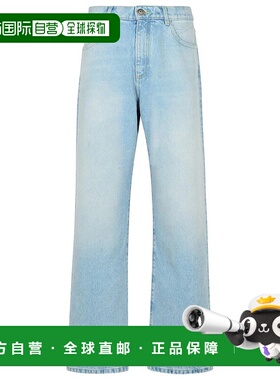 BALMAIN 男士休闲裤 DH0ML135DE956FC-9 AW2024 蓝色直筒裤