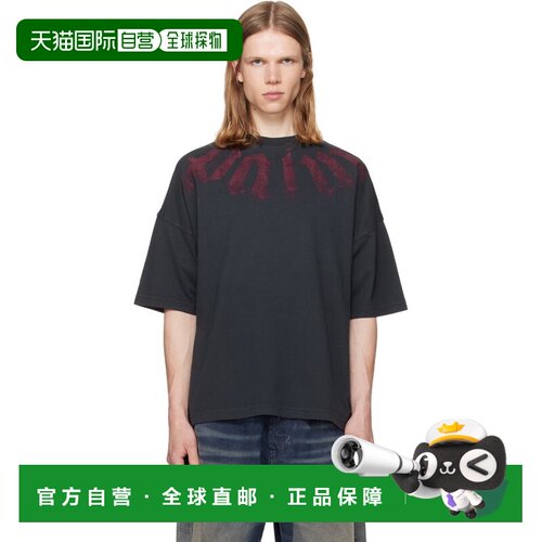 Palm Angels 棕榈天使 男士 黑色 Big Neck Logo Loose T恤 PMAA1