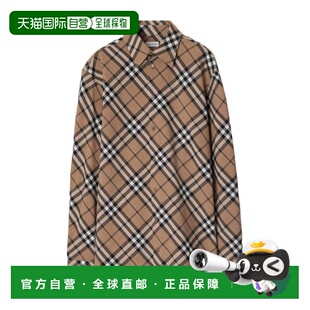 BURBERRY 女士衬衫 80933141 AW2025 棕色 格纹羊毛混纺衬衫