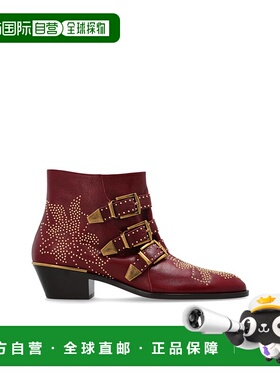 CHLOÉ 女士靴子 CH26S134UR602 SS2026 酒红色 Cowboy boots 