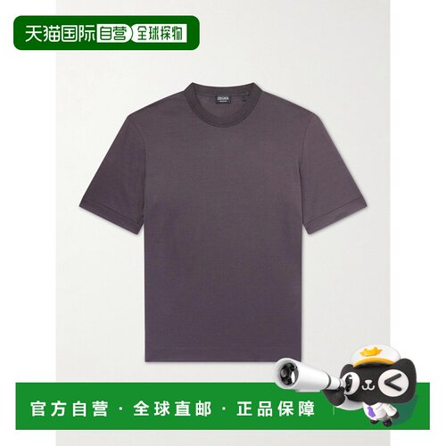 zegna 杰尼亚 男士 棉质真丝混纺T恤 UH386A3H718