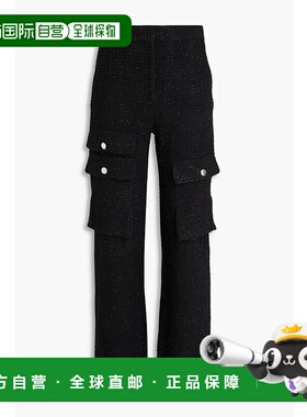 1h可退 潮奢 Maje 女士 金属感棉混纺花呢直筒裤 MFPPA00546NOIR