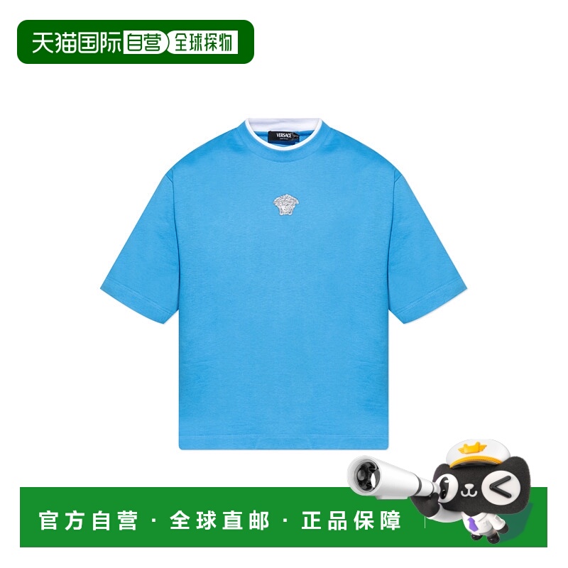 1h可退 VERSACE 男士T恤 10196631A141581VG20 SS2025 蓝色