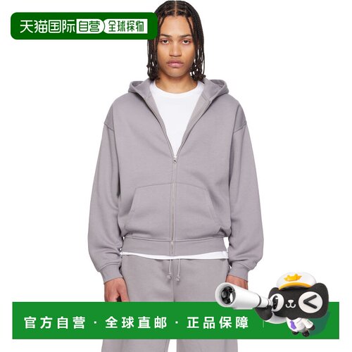 SKIMS 男士 紫色 Fleece Lounge Relaxed Zip Up 连帽衫 PLZUP901