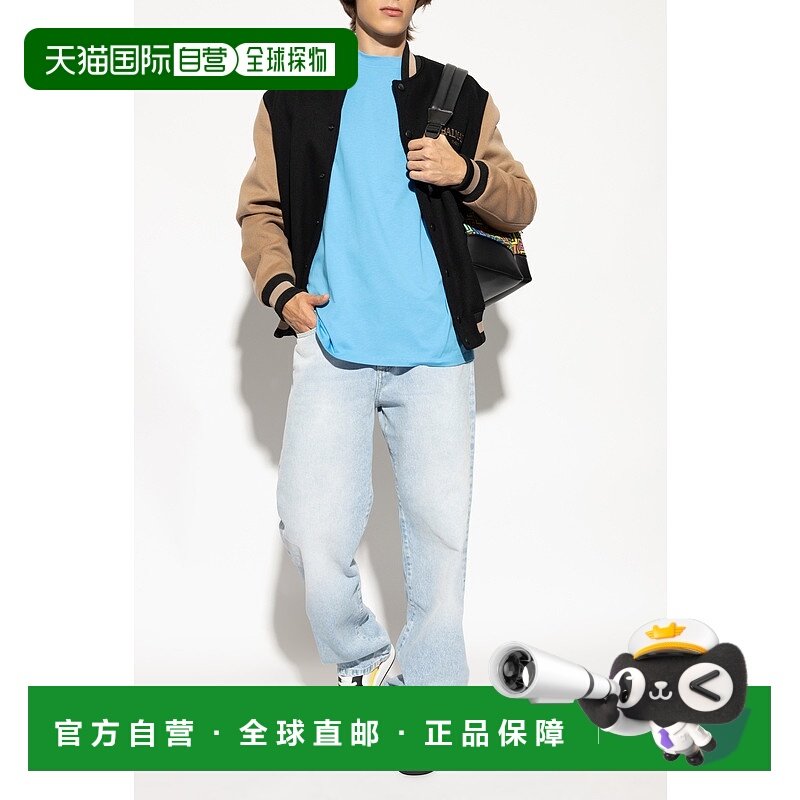 BALMAIN 男士T恤 DH0EG010BC68SME AW2024 蓝色 Signature Emb Ts