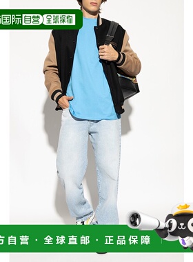 BALMAIN 男士T恤 DH0EG010BC68SME AW2024 蓝色 Signature Emb Ts