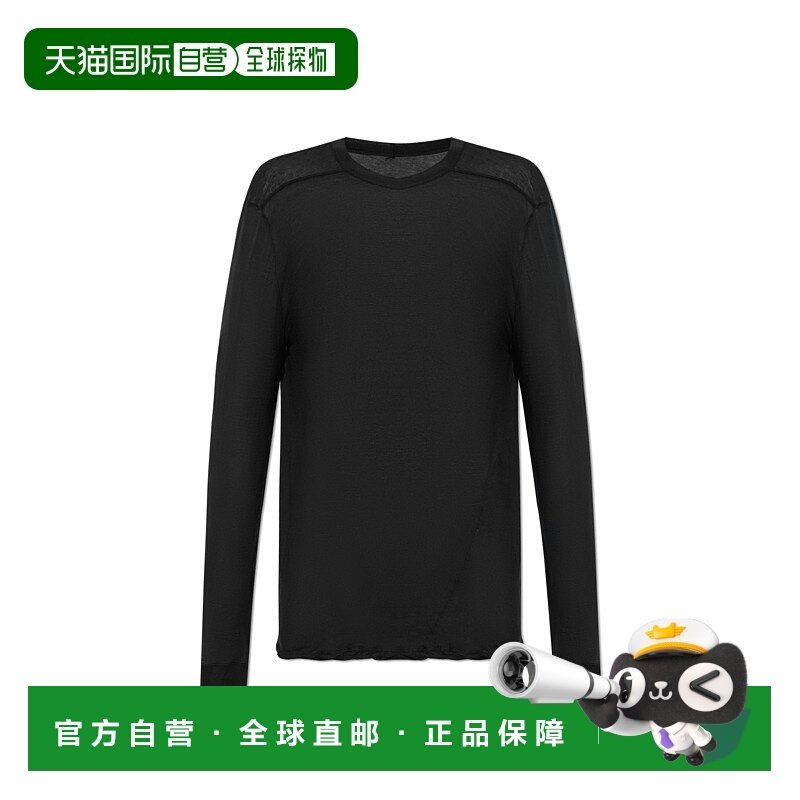 RICK OWENS 男士T恤 RU02E1266UC09 AW2025 黑色长袖上衣男装