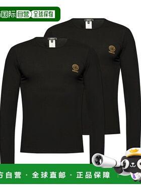 VERSACE 男士T恤 AU101971A10011A1008 范思哲黑色上衣SS2025