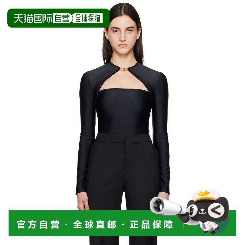 1h可退 潮奢 Marine Serre 女士 黑色 Draped Jersey Open Neck T