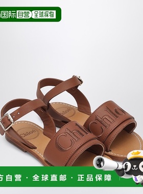 1h可退 潮奢 Chloe 蔻依 女童 棕色皮质带Logo凉鞋童鞋 C20510BLE