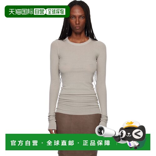 rick owens 瑞克 欧文斯 女士 灰白色 Temple Rib 长袖 T恤 RP01F