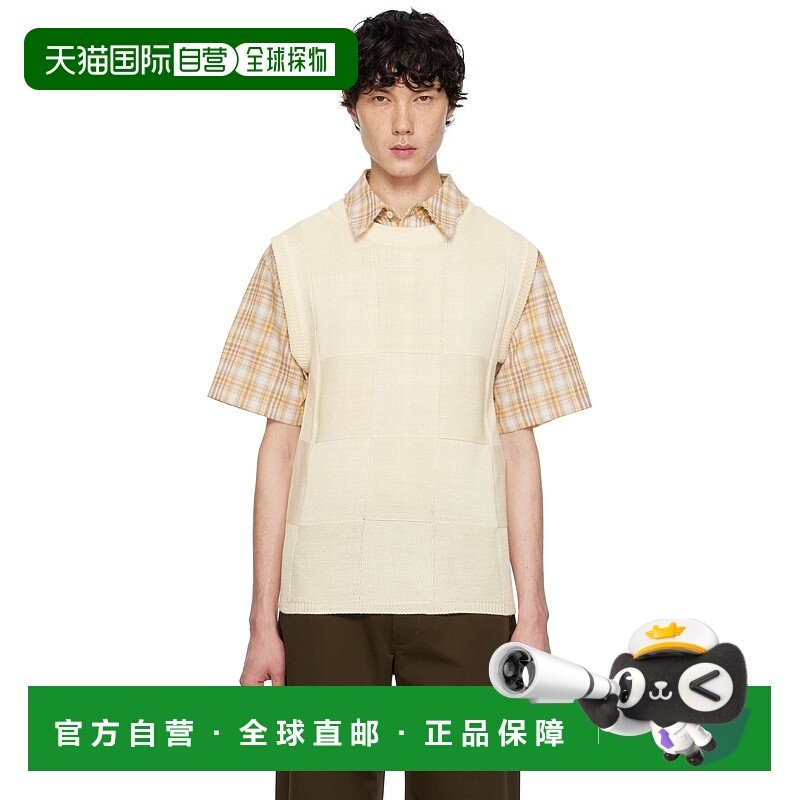 1h可退 潮奢 AFTERPRAY 男士 灰白色 Damier Knit 马甲 251KTS004