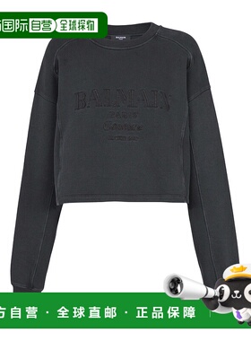 BALMAIN 女士卫衣 EF1JO076BC96YGD SS2025 军绿色 刺绣卫衣长袖